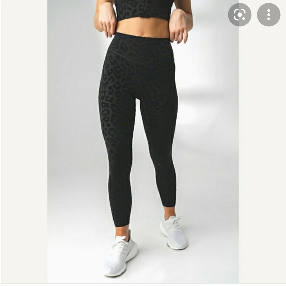 NWT Balance Athletica Lux Black Panther Leopard High Waisted Velvet Legging
